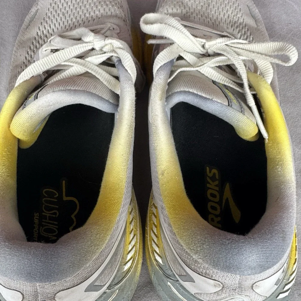 Size 10 - Brooks Adrenaline GTS 23 Mens Beige Gray Yellow Running Shoes Sneakers